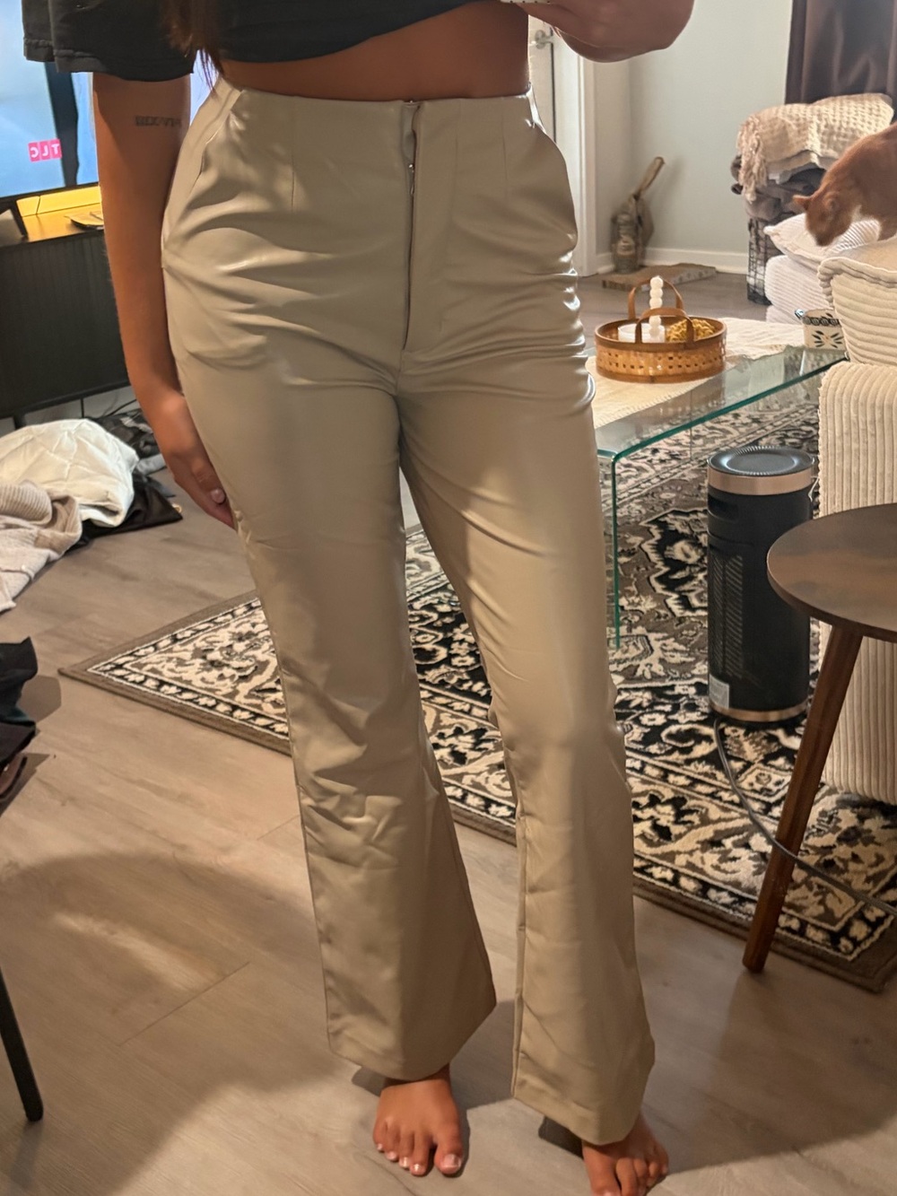 Abercrombie High-Rise Beige Flare Pants - Sleek Everyday Style